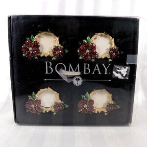 Bombay Boxed Set of Four Amaryllis  Napkin Rings Place Card Holders # 26201